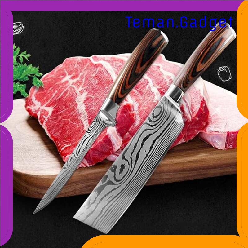 TG -  DPR Xituo Set Pisau Dapur Damascus Pattern Stainless Steel 4 PCS - DL4-A