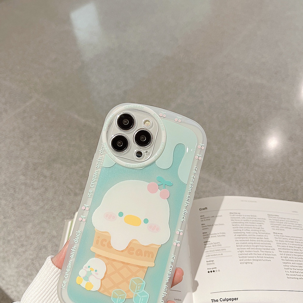IPHONE Kartun Imut Es Krim Bebek Putih Kecil Perlindungan Penuh Casing Ponsel Cover Untuk Iphone7 8 PLUS X XR XS 11 12 13 14 PRO MAX SE 2020