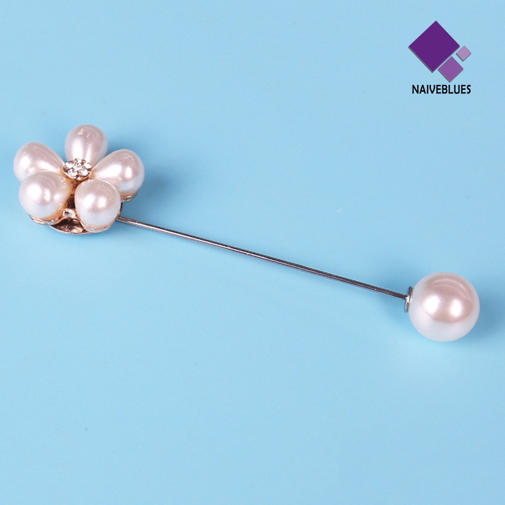 &lt; Naiveblues &gt; Pin Bros Mutiara Imitasi Bunga Elegan Lady Shirt Shawl Breastpin