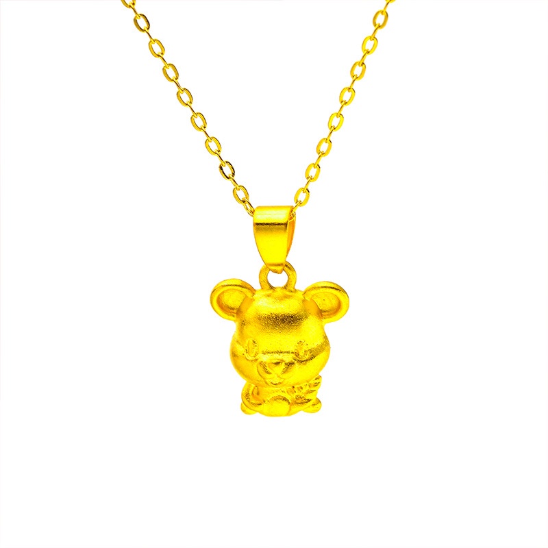 Goldkingdom Fashion Perhiasan 24K Bangkok Aksesoris Spot Lapis Emas Wanita Halus Kalung Wanita Kartun Mickey Mouse Liontin