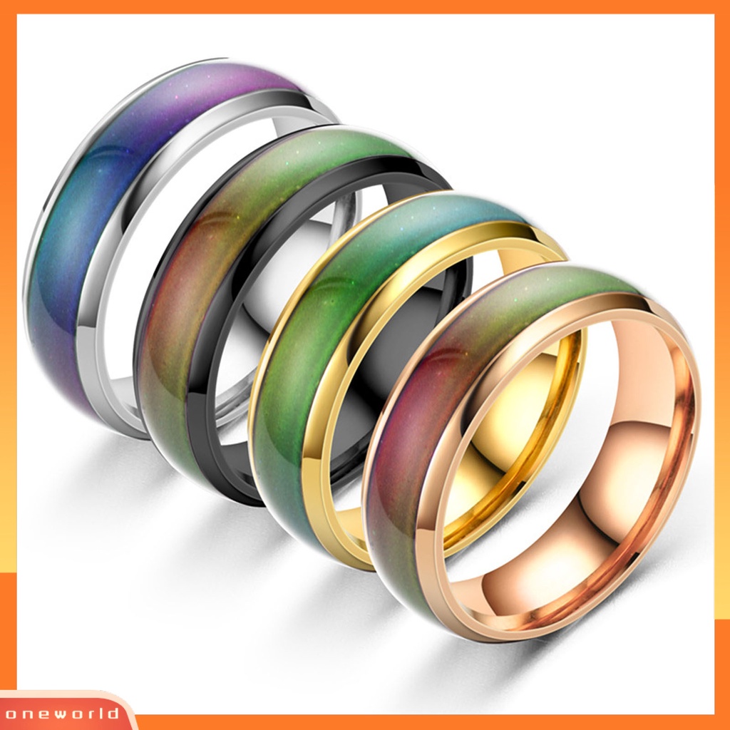 [EONE] Cincin Couple Berubah Warna Electroplating Temperature Sensing Sealing Glaze Hadiah Anniversary Bebas Alergi Tidak Luntur Suhu Klasik Mood Ring Untuk Pakaian Sehari-Hari