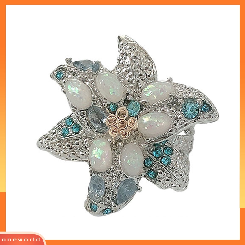 [EONE] Wanita Cincin Vintage Oval Imitasi Opal Geometris Bersinar Anti Luntur Dekorasi Hadiah Anniversary Wanita Dua Warna Bunga Pesta Cincin Perhiasan Untuk Pacar