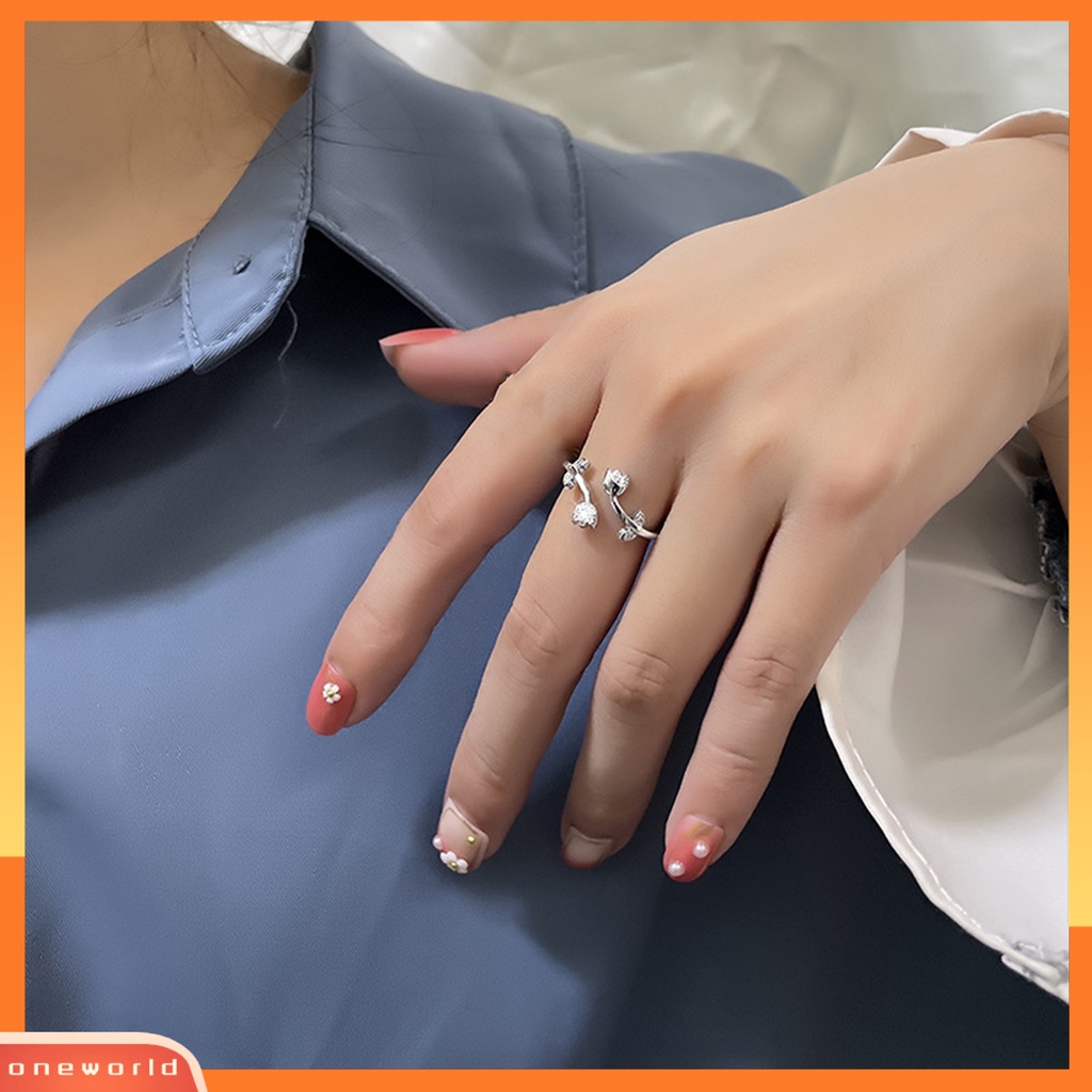 [EONE] Wanita Cincin Temperamen Berlian Imitasi Mengkilap Hias Berkilau Pembukaan Yang Dapat Disesuaikan Hadiah Hias Wanita Elegan Tulip Jari Cincin Perhiasan Pesta Untuk Pacaran