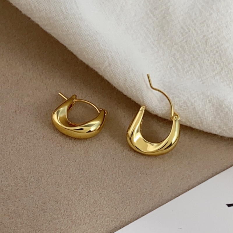 Roselife Chic 14K Emas Geometris Chunky Hoop Earrings Untuk Wanita Gadis Hypoallergenic Tidak Teratur Lingkaran Anting-Anting Elegan Telinga Perhiasan Aksesoris