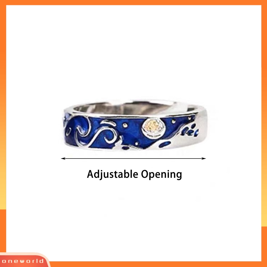 [EONE] 1pc Lover Ring Simple Style Silver Plated Geometric Adjustable Opening Design Dress Up Hadiah Anniversary Pria Wanita Langit Berbintang Cincin Jari Pasangan Perhiasan Aksesori Busana
