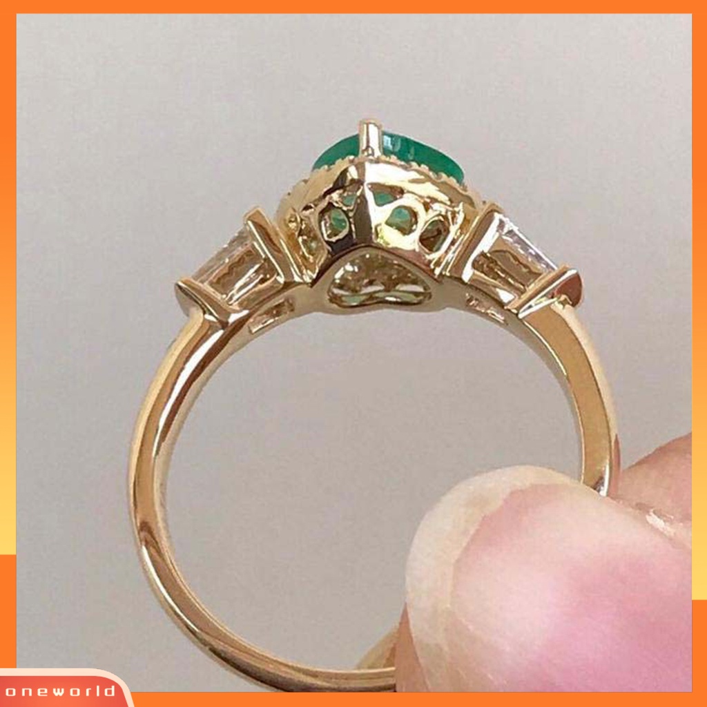 [EONE] Cincin Kawin Cantik Electroplating Retro Hadiah Golden Love Hati Berlian Imitasi Jari Cincin Fashion Perhiasan