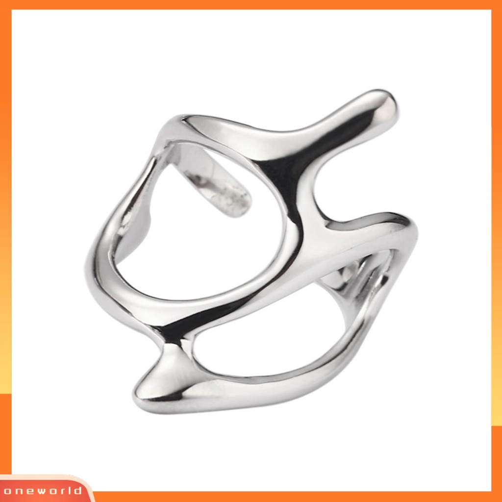 [EONE] Wanita Cincin Pembukaan Geometris Tidak Teratur Dapat Disesuaikan Tren Baru Berongga Cabang Logam Jari Cincin Perhiasan Fashion
