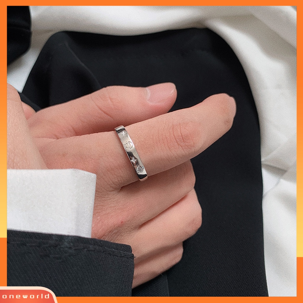 [EONE] Finger Band Adjustable Shiny Polishing Charming Flower Decor Dress Up Copper Light Mewah Cubic Zirconia Pasangan Terbuka Cincin Fashion Perhiasan