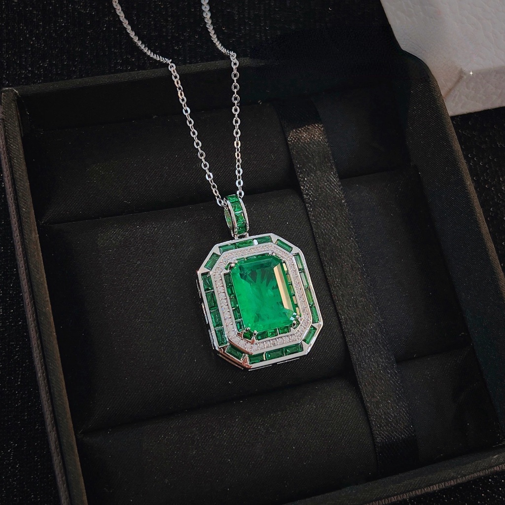 Goldkingdom Aksesoris Perhiasan Fashion Ready Stock Seiko Emerald Pendant Kalung High-end Kristal Berlian Hijau Menonton Gelang Tangan