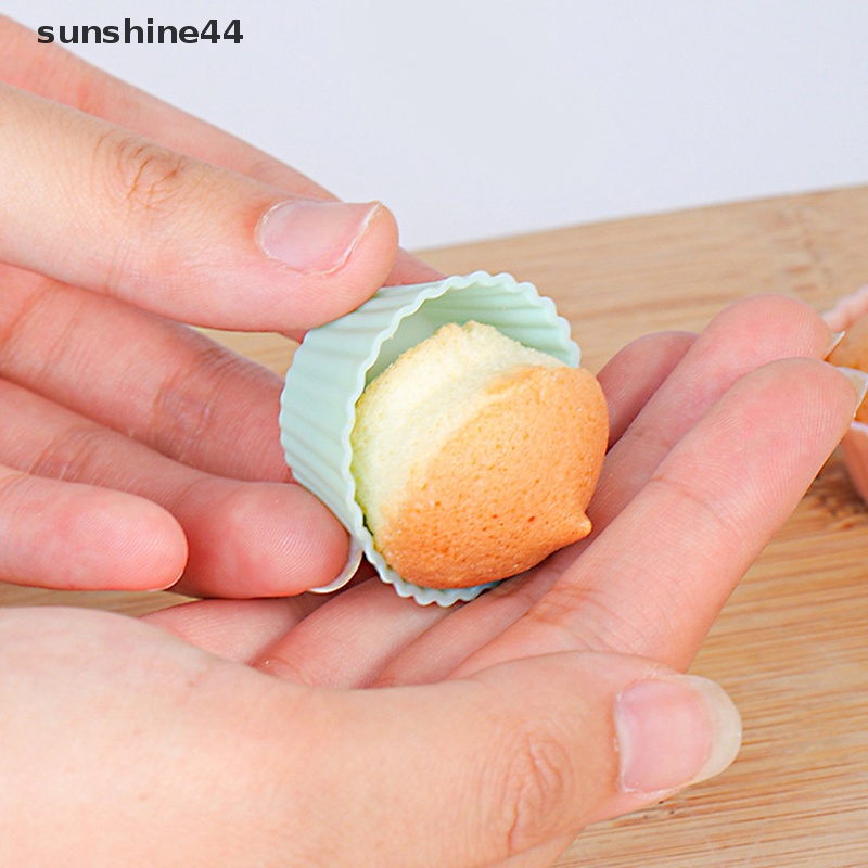 Sunshine 10Pcs/set Cetakan Kue Silikon Berbentuk Bulat Muffin Cup Silicone Mini Cake Cup Alat Dapur Cetakan Kue DIY Cake Decorag Tools ID