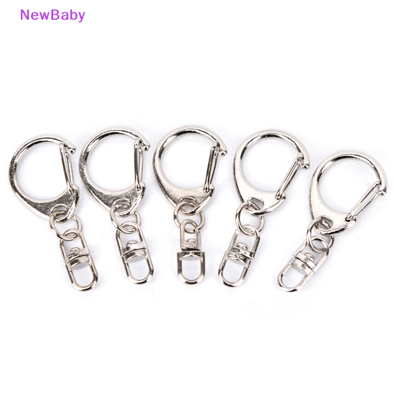 Newbaby 10 Pcs DIY Dipoles Perak Keyring Keychain Split Ring Pendek Rantai Key Rings ID