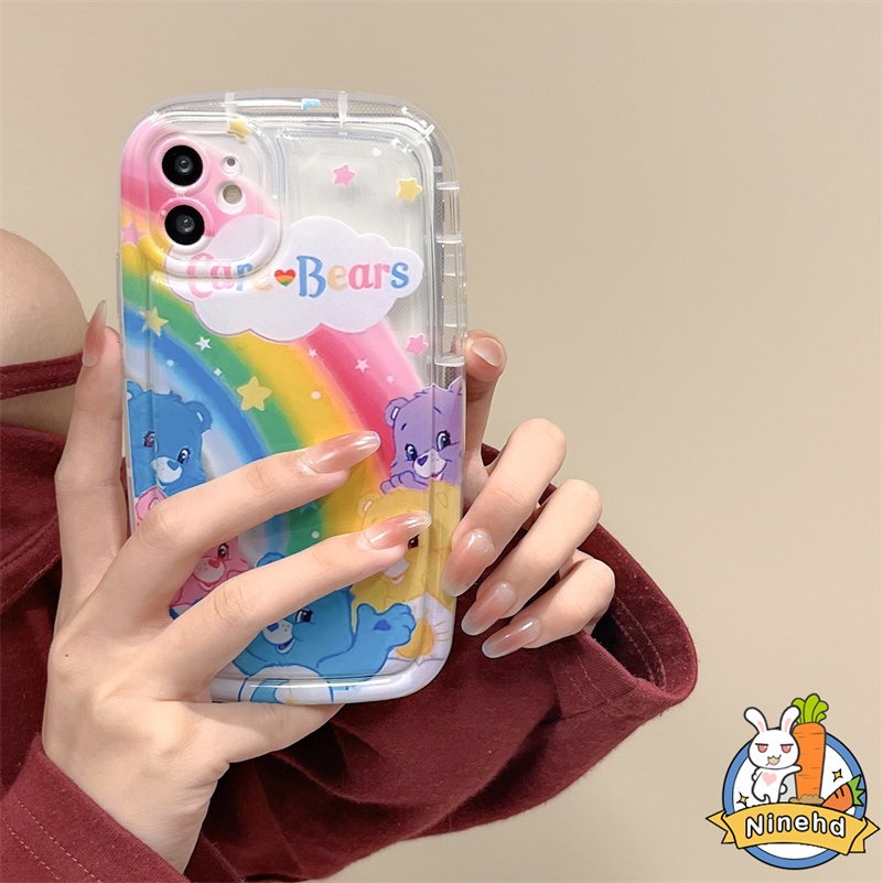 Redmi 12C A1 A1+10C 10A 10 9A 9C 9T Note 11 11s 10 10s 9 9s Pro Xiaomi 11 Lite Poco X3Pro Macaron Permen Pelangi Motif Beruang Shockproof Bening Lembut Lensa Silikon Melindungi Casing Ponsel