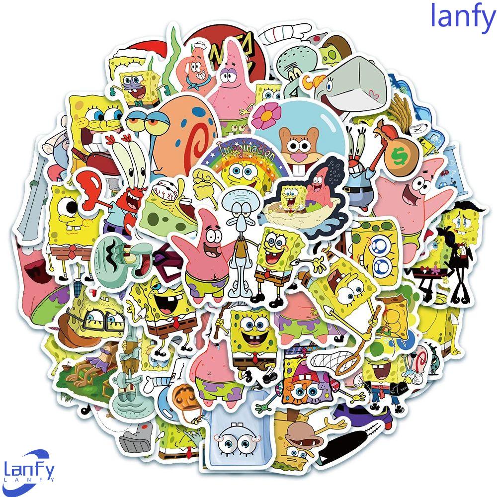 Lanfy SpongeBobs Stiker DIY Scrapbooking Kreativitas Laptop Decals Perekat Diri Ponsel Dekorasi Graffiti Stiker