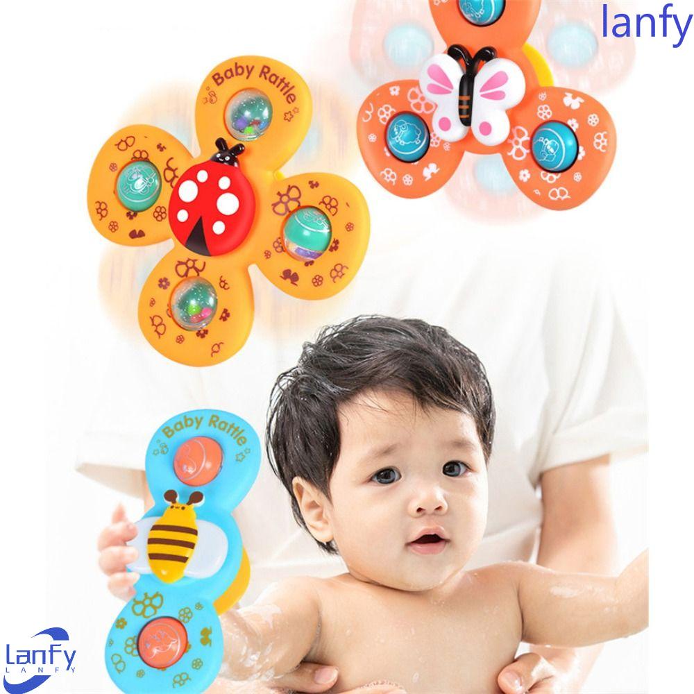 Lanfy Suction Cup Spinner Mainan Bayi Sensory Fidget Spinner Suction Toys Mainan Mandi Serangga Berputar Spinning Top