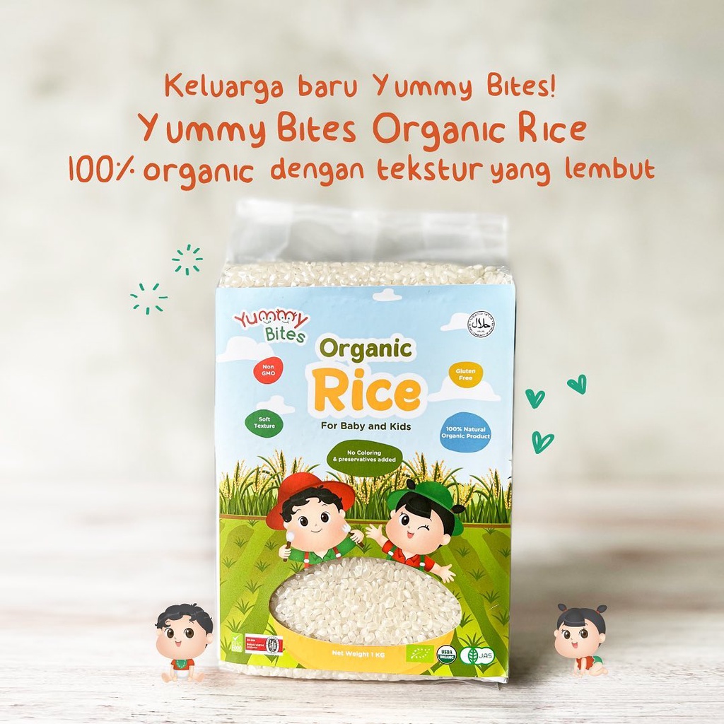 Yummy Bites Organic Rice 1Kg/Beras Yummybites Yummy Bites Beras Jepang Beras MPASI Anak HALAL BPOM