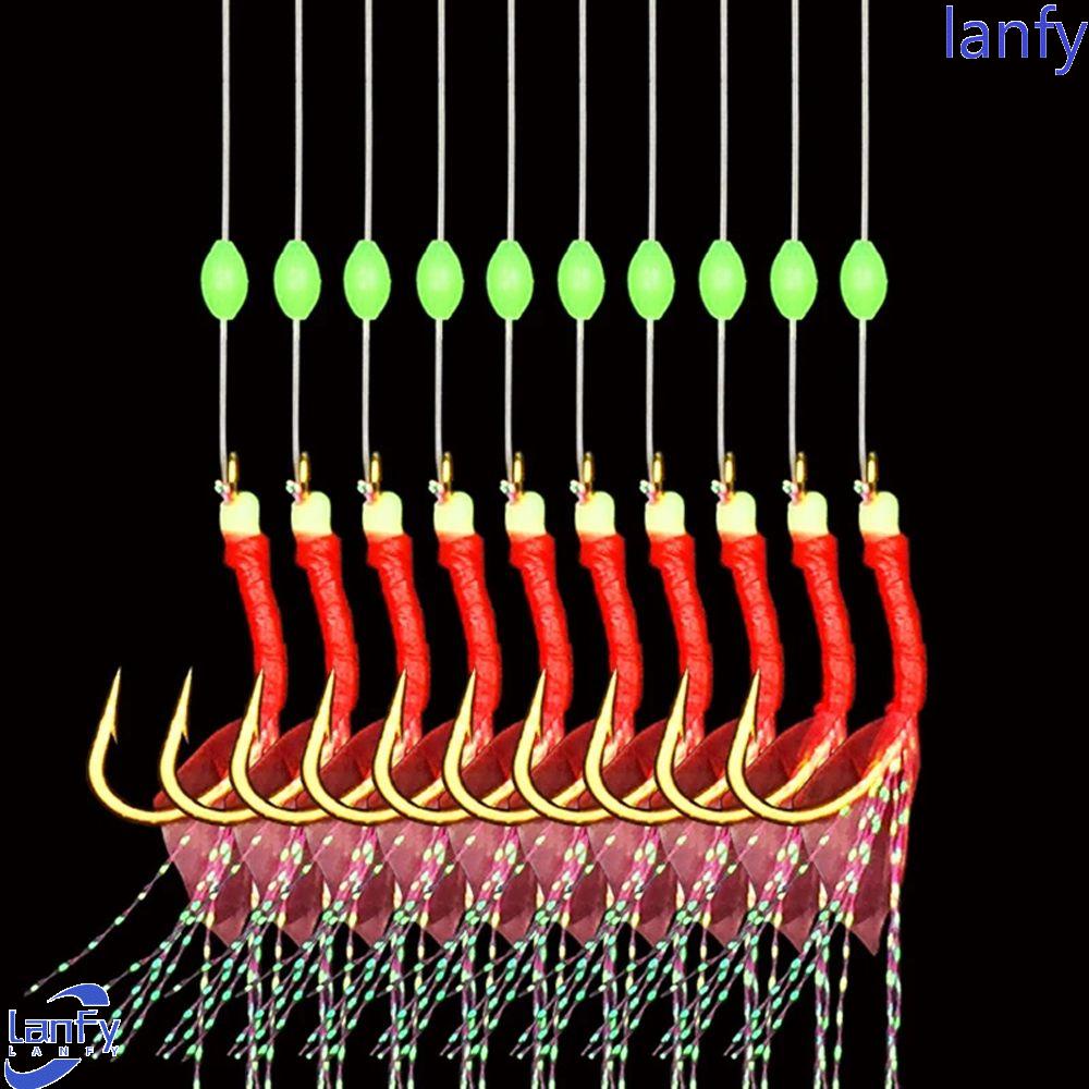 LANFY Fishing Accessories Fishskin Skirt Lure Tackle Rigs Artificial Fishing Lures Fishing String Hooks Fishing Feather Hook Fishing Hook Wire Fishing Hooks Fishing Tackle Fishing Luminous Bead Saltwater Lures Fishing Sabiki Rigs