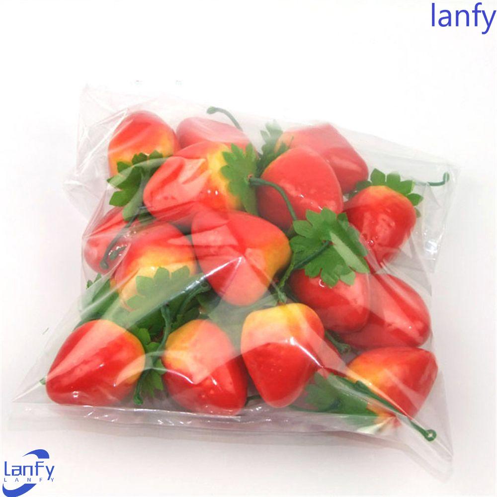 Lanfy Mini Buah Palsu Strawberry Plastik Model Decor Dekorasi Rumah Busa Sayur Pesta Ornamen Simulasi Strawberry Ornament