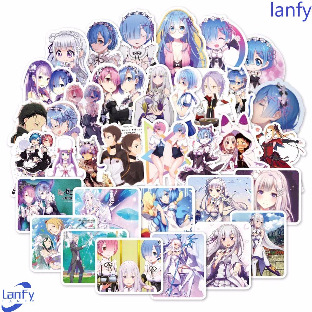 Lanfy Re: Life in a different world from zero Stiker Tahan Air Dekorasi Koper Anime Q Version Dekorasi Gitar Graffiti Sticker