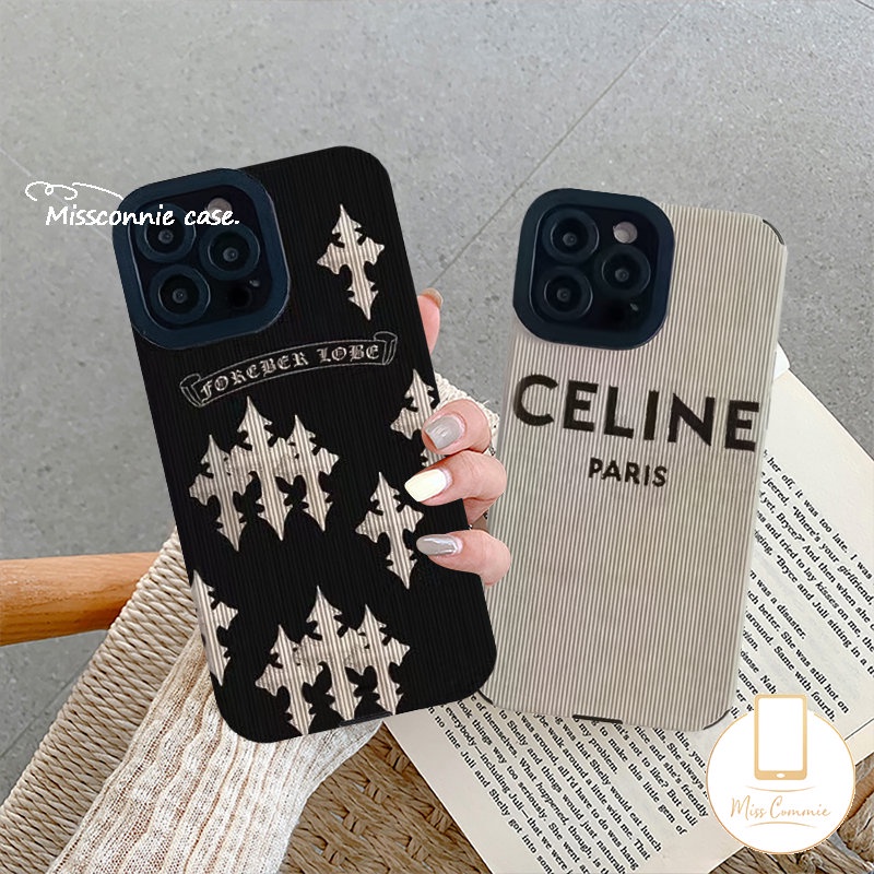 Casing Ponsel Merek Trendi Kompatibel Untuk iPhone 11 Pro MAX 7Plus 8Plus X XR 12 13 14 Pro MAX XS MAX Shockproof Tekstur Kulit Mewah Silicon Lembut Tpu Cover