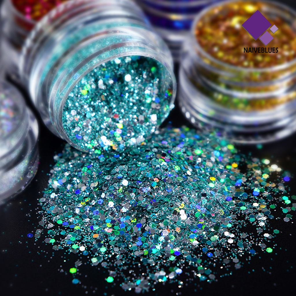 [naiveblues] 1set Paku Sequin Warna Hidup Banyak Gaya DIY Kuku Glitters Craft Nail