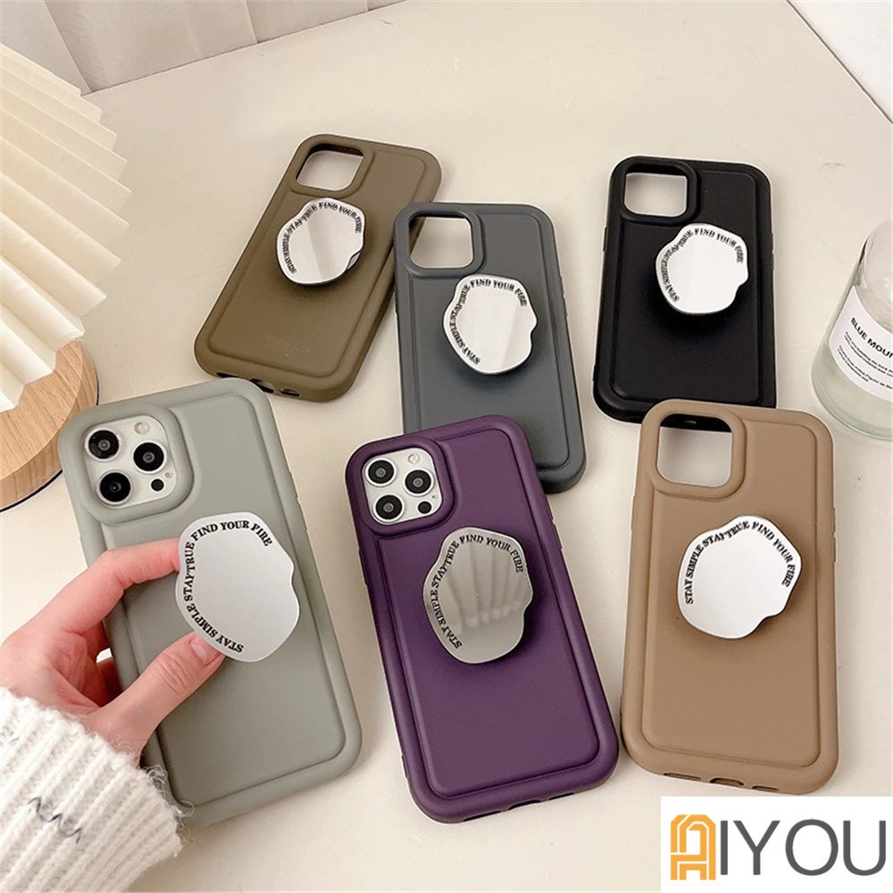 Mewah Korea Irregular Bracket Mirror Case Untuk iPhone 14pro Max 13pro 12 Pro 11 X XS XR Bantalan Udara Penyerap Goncangan Anti Jatuh Airbag Soft Case