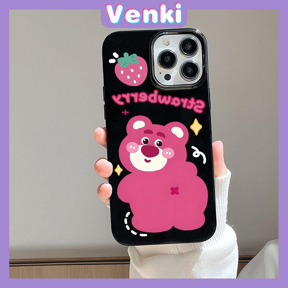 VENKI - For iPhone 14 Pro Max iPhone Cute Bear Glossy Black Case TPU Soft Shell Protection Shockproof Camera Compatible with iPhone 13 Pro max 12 Pro Max 11 xr xs max 7Plus 8Plus