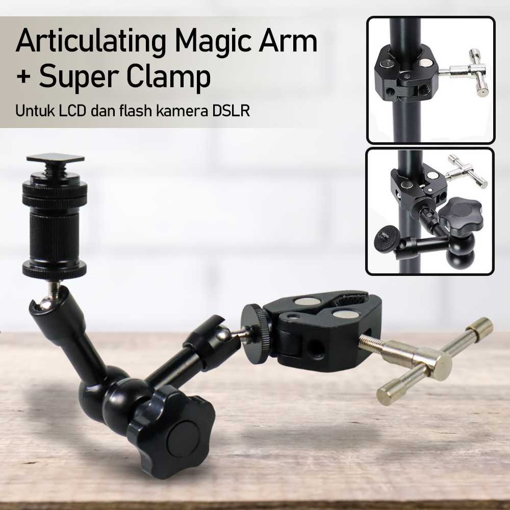 Andoer Articulating Magic Arm + Super Clamp DLSR LCD Flash - JT10002