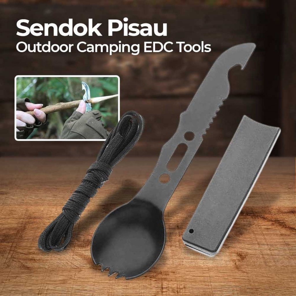 Petrified Fish Sendok Pisau Pluit Outdoor Camping EDC Tools Lengkap