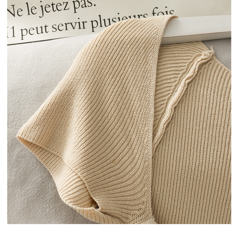 Victoria French Knitted Short Sleeve Crop Top Atasan Wanita 4080