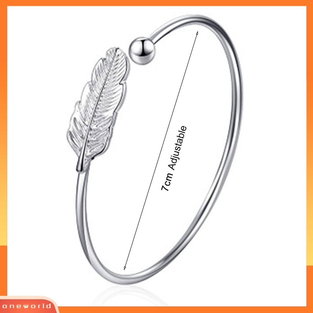 [EONE] Gelang Cuff Bulat Warna Silver Copper Angel Feather Adjustable Simple Bangle Untuk Hari Valentine