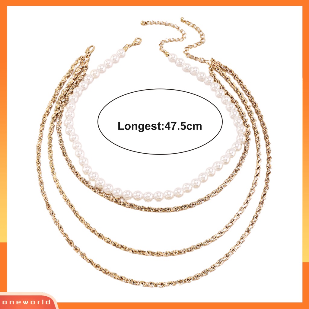 [EONE] 2 Pcs Wanita Kalung Multi Layer Mutiara Imitasi Perhiasan Berlebihan Stackable Necklaces Untuk Pakaian Sehari-Hari Perjamuan Pernikahan