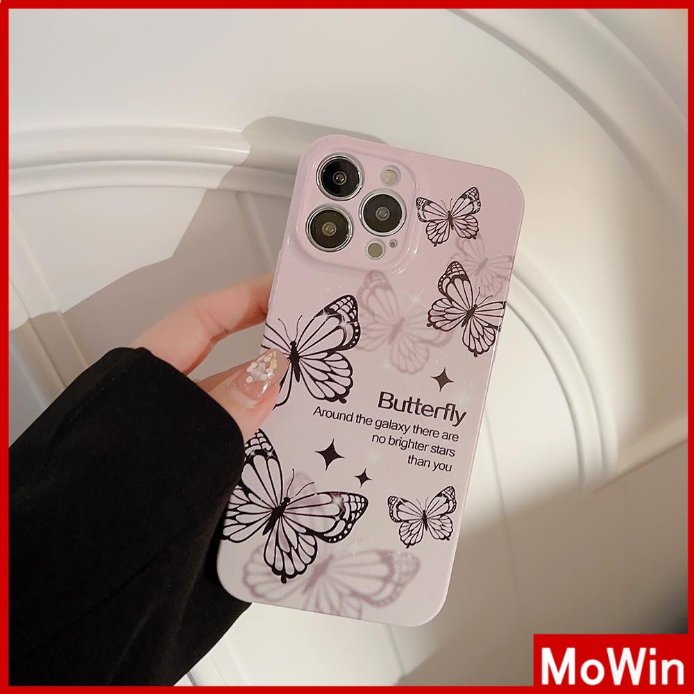 For iPhone 14 Pro Max iPhone Case Cream Glossy Soft Case TPU Shockproof Camera Cover Protection Purple Butterfly Compatible with iPhone 13 Pro max 12 Pro Max 11 xr xs max 7Plus