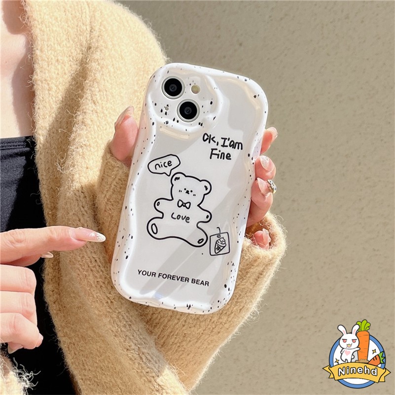 IPHONE Casing Kompatibel Untuk Iphone14 13 12 11 Pro Max X Xr Xs Max8 7 6 6s Plus SE 2020 Ins Gaya Line Kreatif Beruang Cakupan Lensa Penuh Shockproof Soft Silicone Case Cover Pelindung