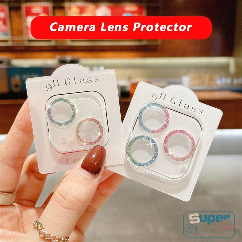 IPHONE Pelindung Layar Lensa Tempered Glass Kompatibel Untuk Iphone13 11 XR 12 14 Pro MAX 11 14 Pro Max13 Mini X XS MAX Romantis Langit Berbintang Berlian Pelindung Anti-fingerprint