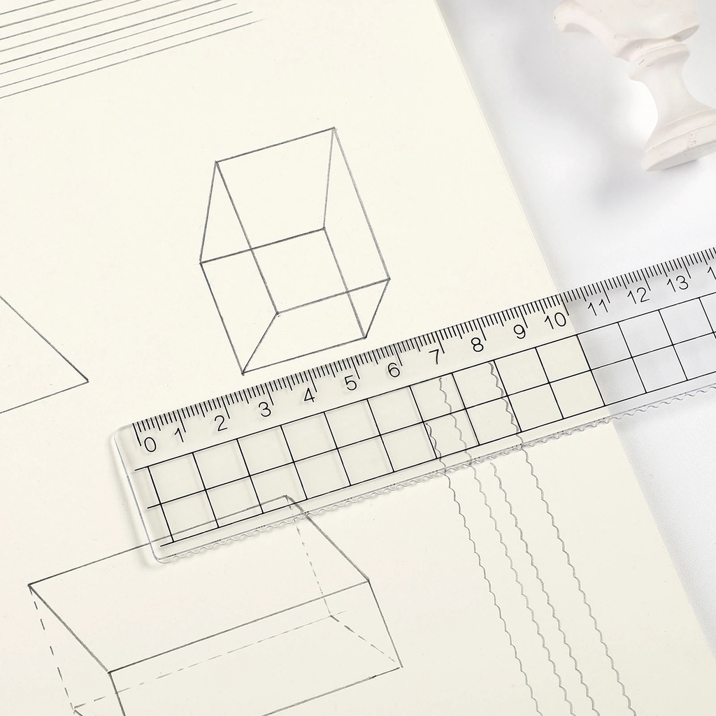 Penggaris Grid Gaya Sederhana Transparan/Acrylic Student Painting Measurement Straight Rulers Stationery