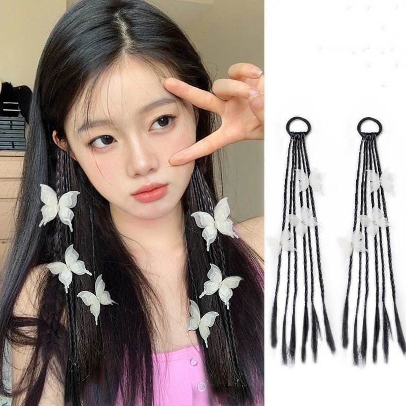 1pcs Wig Ponytail Kepang Butterfly Twist Untuk Wanita Gadis Hair Extension Aksesoris Rambut 45cm