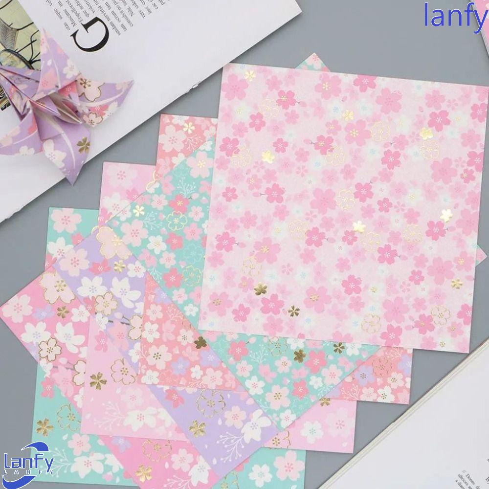 Lanfy Origami paper Pink Premium Scrapbook Kertas-Potong Motif Sakura Kreativitas Latihan Craft paper