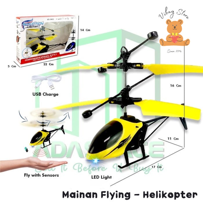 Mainan Flying Heli Poli Duck Pikachu Hello Kitty Terbang Sensor Tangan