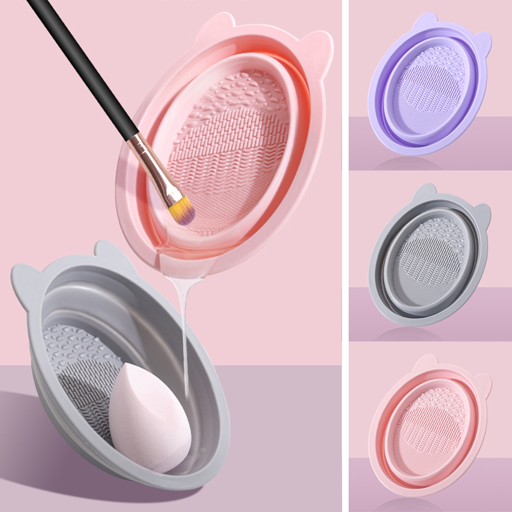 Kuas Make Up Lipat Silikon Pembersih Mangkok Multifungsi Kecantikan Telur Alat Pembersih Bedak Puff Washing Scrubber Pad Cleaning Plate Makeup Brush Cleaning Artefak Tools