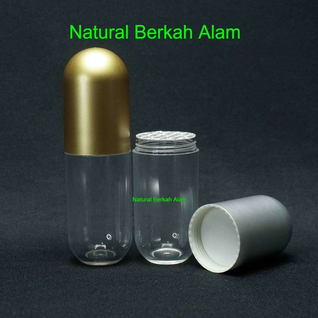 Botol Obat 60 ml Kapsul Gold / Botol Obat kapsul / Botol Vitamin / Botol Bentuk Kapsul / Botol 60 Ml