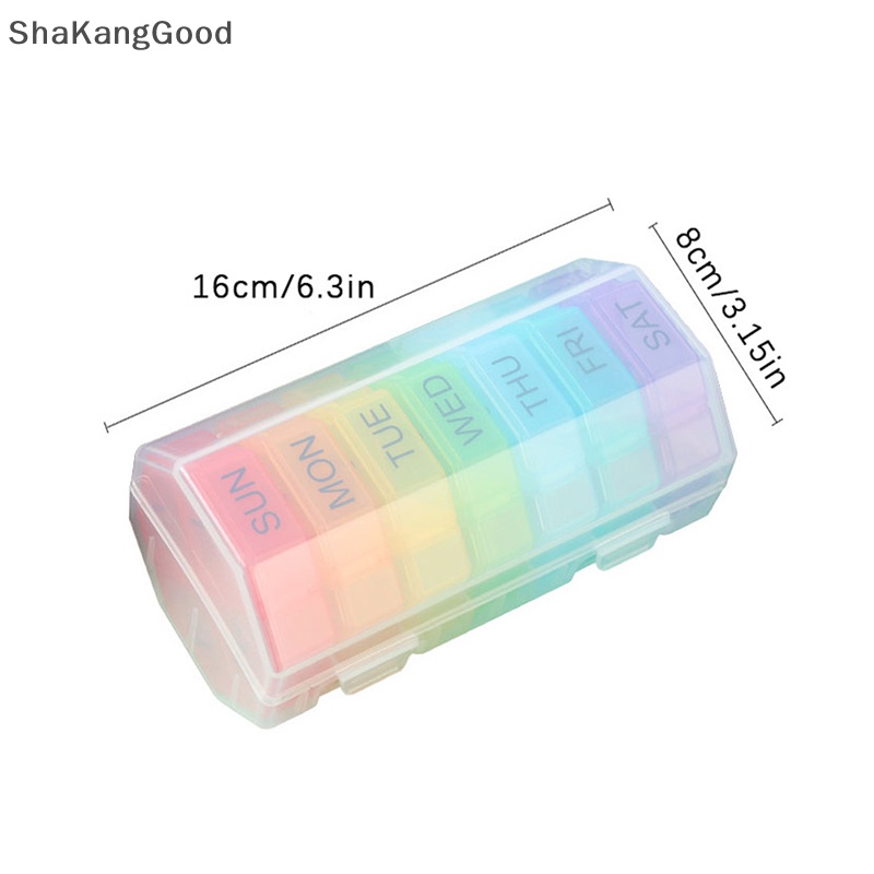 Kotak Pil Plastik Selip | Tempat Penyimpanan Mingguan Pil 7hari Container Case Organizer Tempat Perawatan Kesehatan Obat Pil SKK