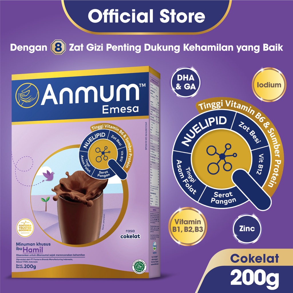 Anmum Emesa Susu Nutrisi Ibu Hamil Cokelat 5 x 200g - Bantu Mengurangi Rasa Mual