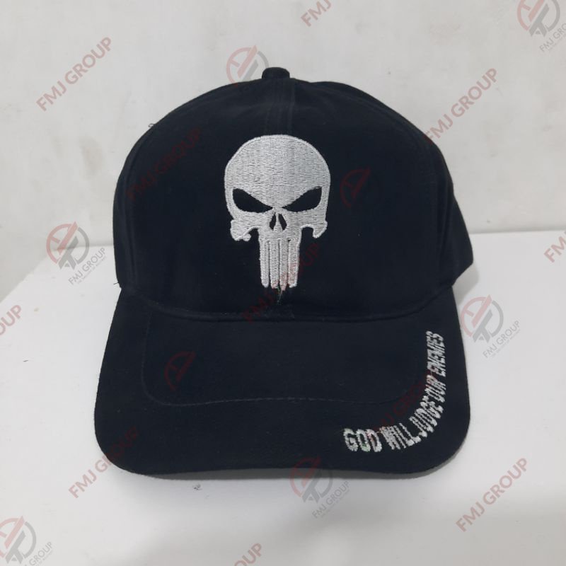 Topi Baseball Punisher Abu Hitam Canvas