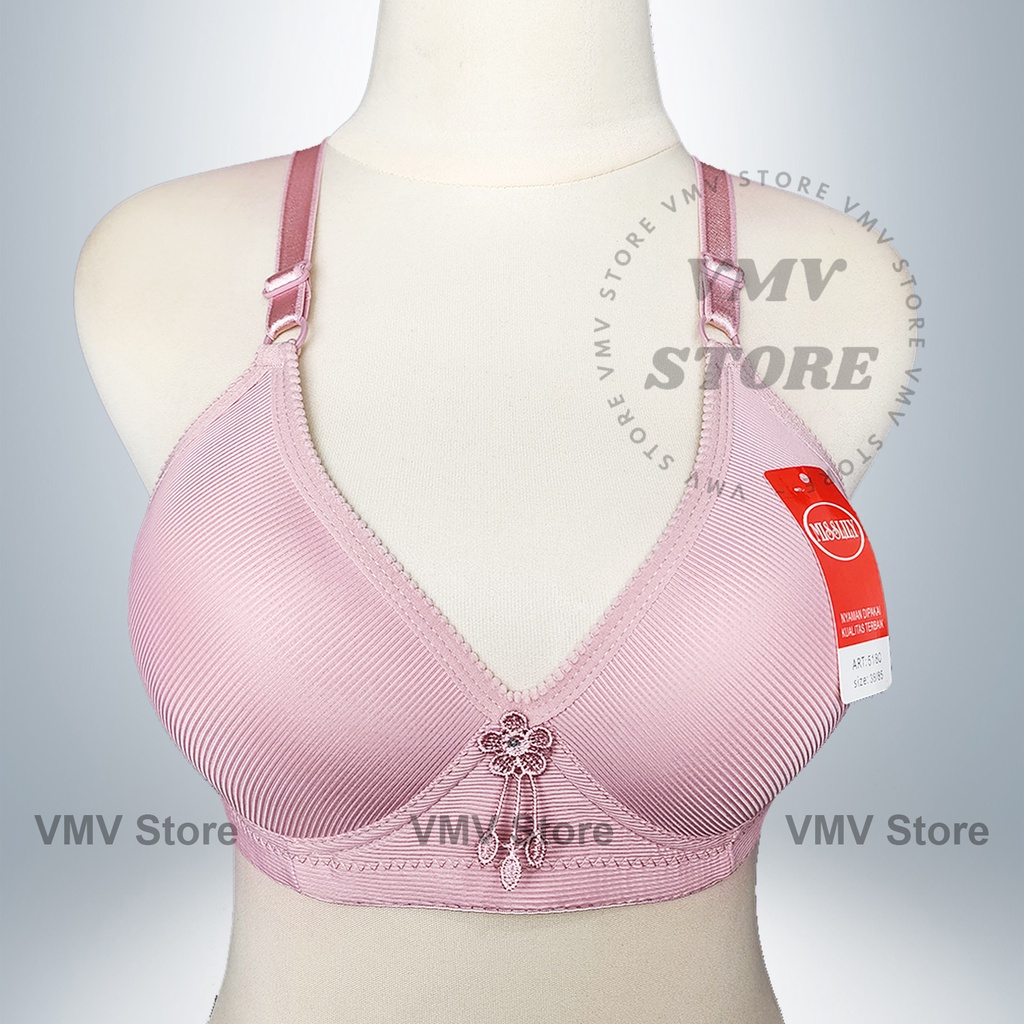 Bh Wanita Tanpa Kawat Misslily 5180 Cup B Besar Bra Kait 3 Motif Garis Elegan Stripe Miss Lily Canti