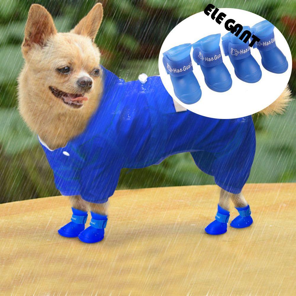 [Elegan] Sepatu Anjing Silikon Untuk Anjing Boots Hujan Karet Yang Indah Merek Baru Warna Permen