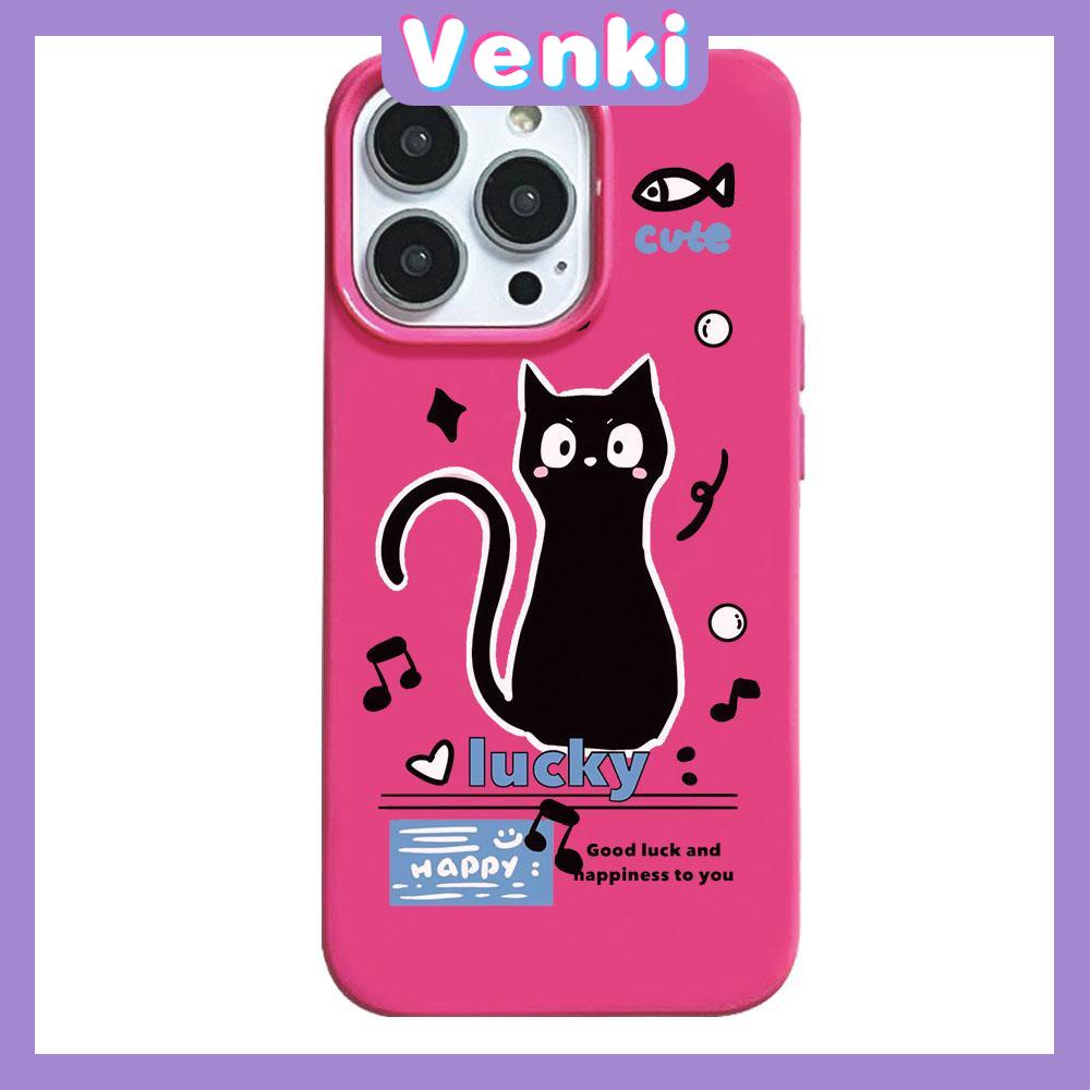 VENKI - For iPhone 11 iPhone Case Red Glossy TPU Soft Case Shockproof Protection Camera Cute Black Cat Compatible with iPhone 14 13 Pro max 12 Pro Max xr xs max 7Plus 8Plus