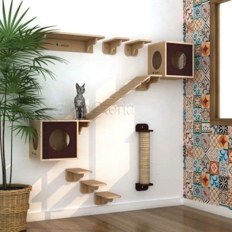 HidroAquatic - Kandang kucing kayu cat wall house cat playground