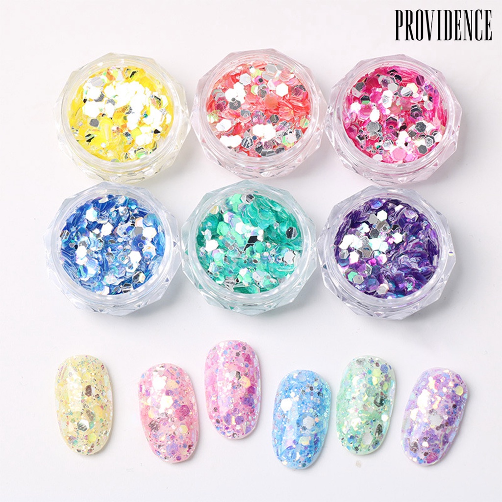 Providence 6kotak/Set Nail Sequin Macaron Color Shining Removable DIY Nail Art Dekorasi Serbaguna Manicure Design Bentuk Campur Paillette Perlengkapan Kuku
