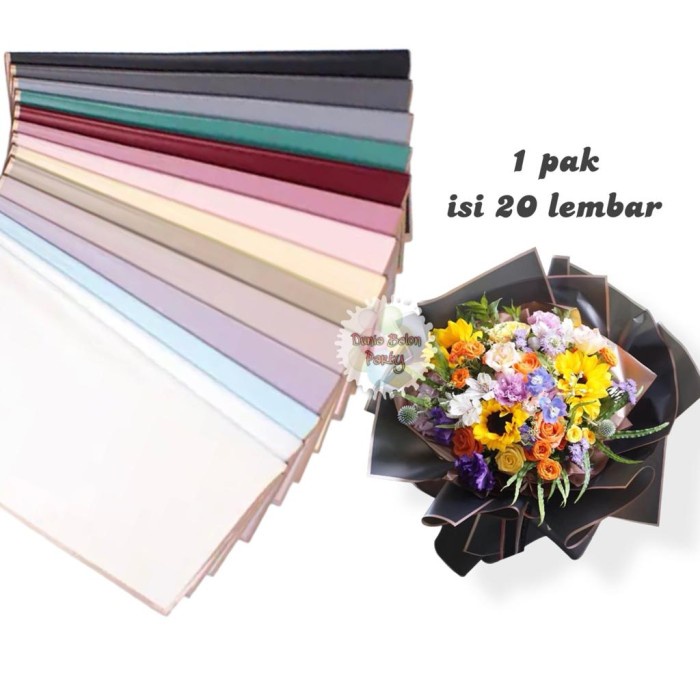 [20Lembar] Flower Wrapping Paper List Rosegold / Kertas Buket Bunga