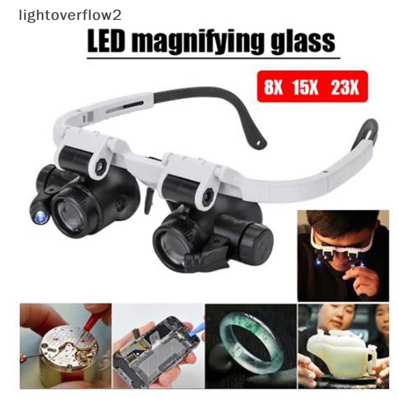[lightoverflow2] Bando Kaca Pembesar Kacamata Dengan Lampu LED 8X 15X 23X Watchmaker Jeweler Loupe [ID]